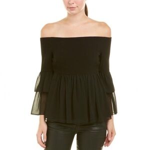 RACHEL Zoe Monroe Black Off Shoulder Top Blouse Size 0